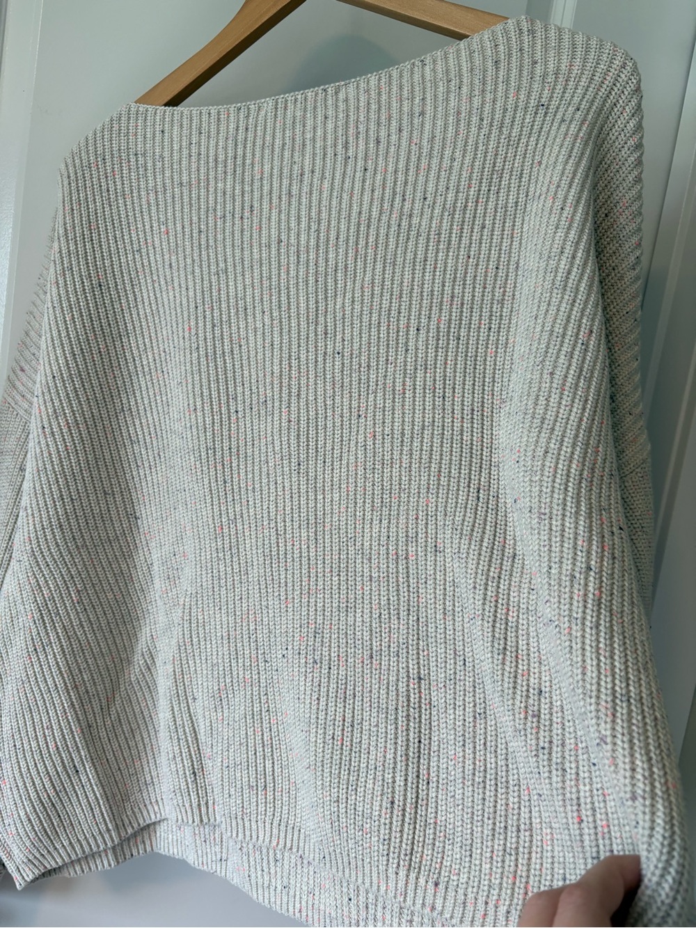 French Connection Oversized Speckled Cotton Sweater Size Large - Picture 5 of 9